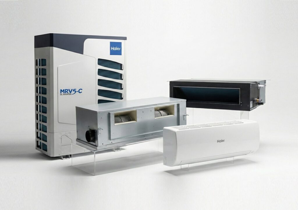 Haier MRV-5S 20HP VRF outdoor unit with gold fin condenser in Dubai villa project